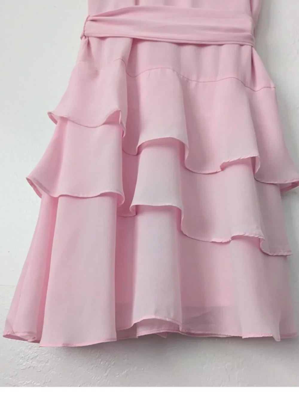CeCe Blush Pink Tiered Fit & Flare Dress XS NWT